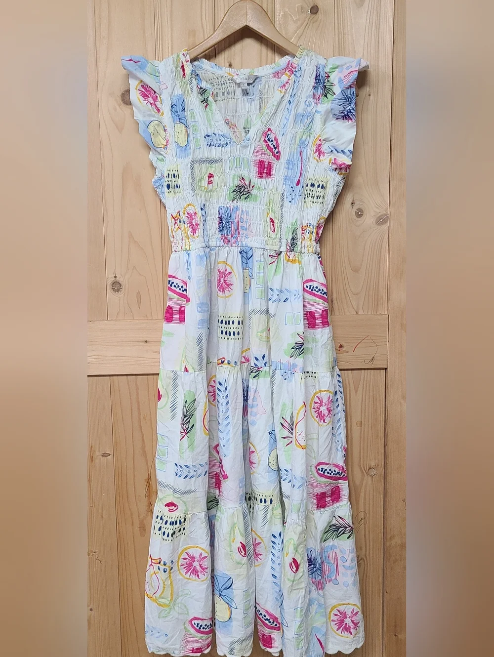 crown & ivy White With Colorful Fruit Dress 100%cotton - Picture 4 of 10